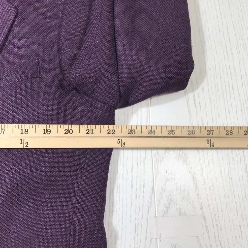 Vintage Bill Blass Silk Blazer Mens 44 Purple 2 Button Pockets Academia 80s